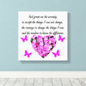 ピンクかわいらしの花と蝶セレニティ祈りの言葉 キャンバスプリント (インサイチュ (ウッドフロア))