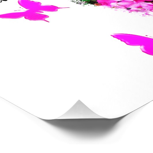 ピンクかわいらしの花と蝶セレニティ祈りの言葉 フォトプリント            (角)