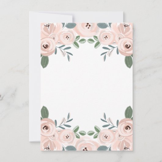 ピンクかわいらしの花と金ゴールド十字|洗礼写真 サンキューカード (裏面)