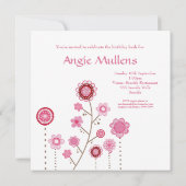 ピンクかわいらしの花のカスタム誕生日招待状 招待状 (裏面)