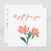 ピンクかわいらしの花のギフト券で 招待状 (正面/裏面)