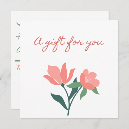 ピンクかわいらしの花のギフト券で 招待状 (正面/裏面)