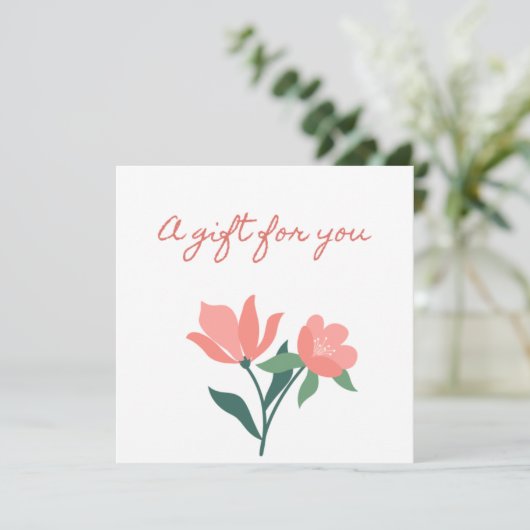 ピンクかわいらしの花のギフト券で 招待状 (スタンド正面)