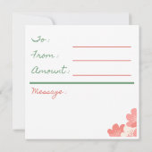 ピンクかわいらしの花のギフト券で 招待状 (裏面)