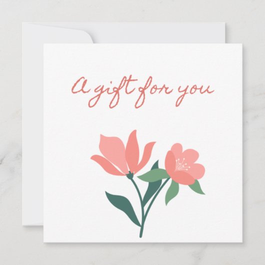 ピンクかわいらしの花のギフト券で 招待状 (正面)