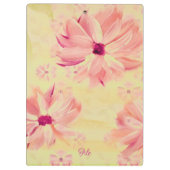 ピンクかわいらしの花のデザイナー クリップボード (裏面)