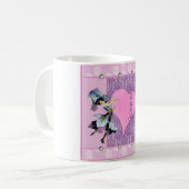 ピンクかわいらしの花の妖精アクセサリー – 名前を追加 コーヒーマグカップ (正面左)