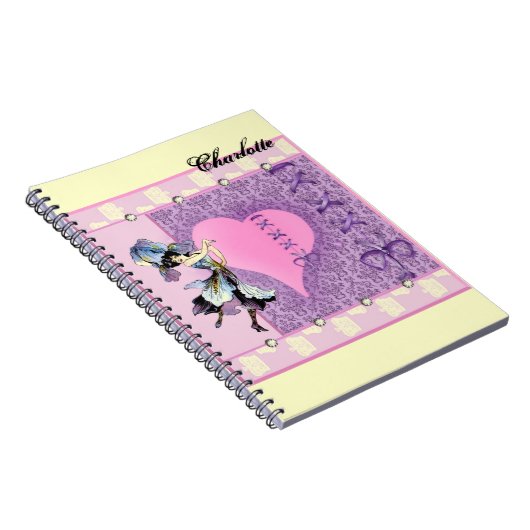 ピンクかわいらしの花の妖精アクセサリー – 名前を追加 ノートブック (右側)