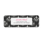 ピンクかわいらしの花の差出人住所ラベル ラベル (正面)