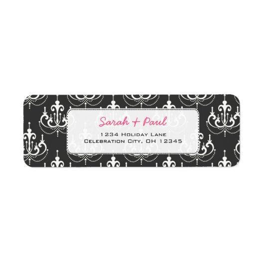 ピンクかわいらしの花の差出人住所ラベル ラベル (正面)