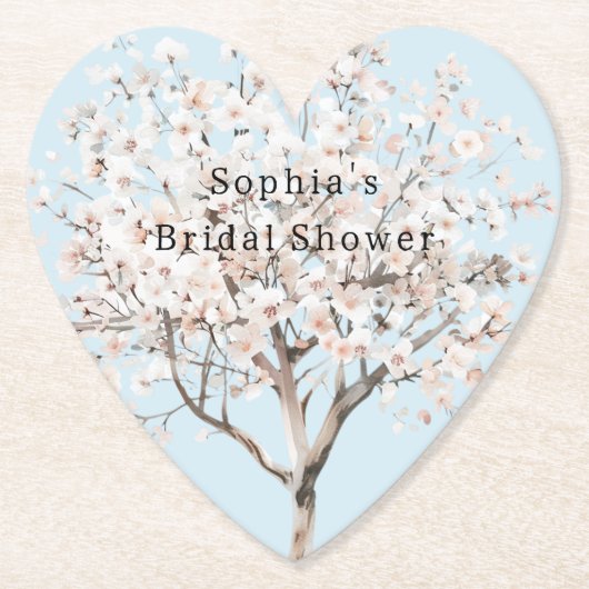 ピンクかわいらしの花の木ブライダルシャワー ペーパーコースター (正面)