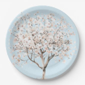ピンクかわいらしの花の木ブライダルシャワー ペーパープレート (正面)