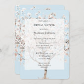 ピンクかわいらしの花の木ブライダルシャワー 招待状 (正面/裏面)