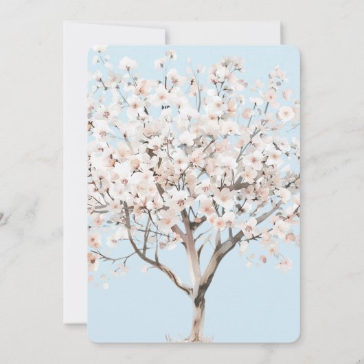 ピンクかわいらしの花の木誕生日 招待状 (裏面)