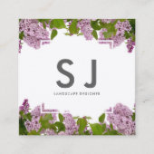 ピンクかわいらしの花の植物景観デザイナー スクエア名刺 (正面)