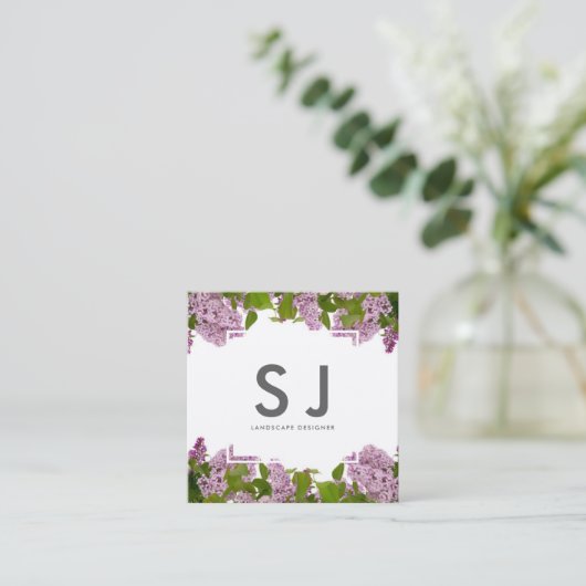 ピンクかわいらしの花の植物景観デザイナー スクエア名刺 (スタンド正面)