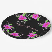 ピンクかわいらしの花の紙誕生日デコール ペーパープレート (アングル)