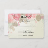 ピンクかわいらしの花の結婚式RSVP 出欠カード (正面)