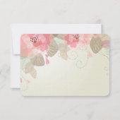 ピンクかわいらしの花の結婚式RSVP 出欠カード (裏面)