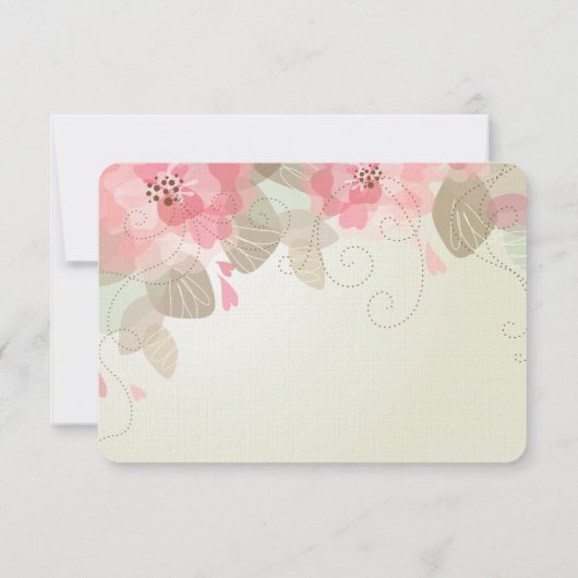 ピンクかわいらしの花の結婚式RSVP 出欠カード (裏面)