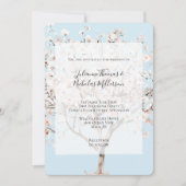 ピンクかわいらしの花の結婚木 招待状 (正面)