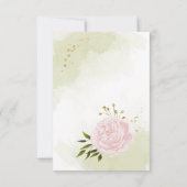 ピンクかわいらしの花の緑の植物 サンキューカード (裏面)