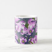 ピンクかわいらしの花の背景 コーヒーマグカップ (中央)