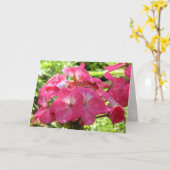 ピンクかわいらしの花の誕生日の願い カード (黄色い花)