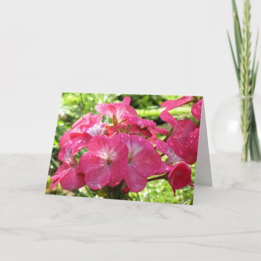 ピンクかわいらしの花の誕生日の願い カード (正面)