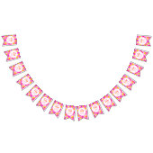 ピンクかわいらしの花の赤パーソナライズされたちゃんシャワー バンティングフラッグ (全)