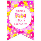 ピンクかわいらしの花の赤パーソナライズされたちゃんシャワー バンティングフラッグ (第2の旗)