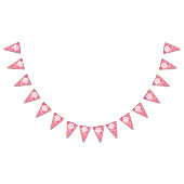 ピンクかわいらしの花の赤パーソナライズされたちゃんシャワー バンティングフラッグ (全)