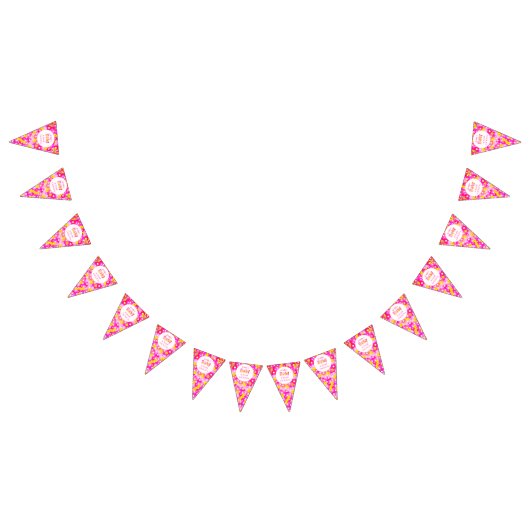 ピンクかわいらしの花の赤パーソナライズされたちゃんシャワー バンティングフラッグ (全)