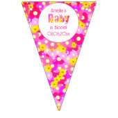 ピンクかわいらしの花の赤パーソナライズされたちゃんシャワー バンティングフラッグ (第2の旗)