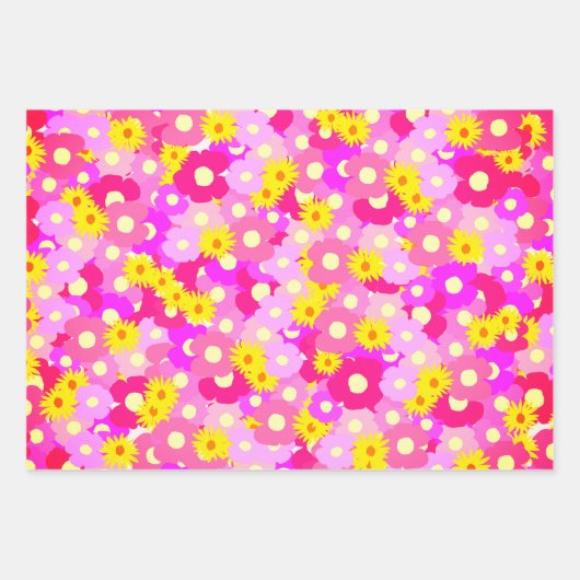 ピンクかわいらしの花の赤パーソナライズされたちゃんシャワー ラッピングペーパーシート (正面2)