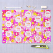 ピンクかわいらしの花の赤パーソナライズされたちゃんシャワー 薄葉紙 (クラフト)