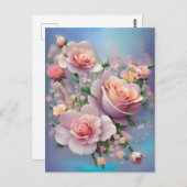 ピンクかわいらしの花はがき ポストカード (正面/裏面)