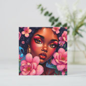 ピンクかわいらしの花を咲かせる女性 カード (スタンド正面)