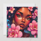 ピンクかわいらしの花を咲かせる女性 カード (正面)