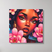 ピンクかわいらしの花を咲かせる女性 キャンバスプリント (正面)