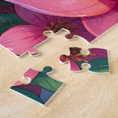 ピンクかわいらしの花を咲かせる女性 ジグソーパズル (側面)