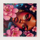 ピンクかわいらしの花を咲かせる女性 ジグソーパズル (横)