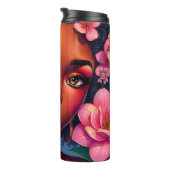 ピンクかわいらしの花を咲かせる女性 タンブラー (回転右)