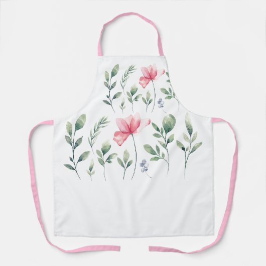 ピンクかわいらしの花エプロン エプロン (正面)