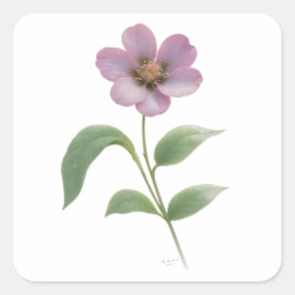 ピンクかわいらしの花シール スクエアシール