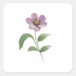 ピンクかわいらしの花シール スクエアシール