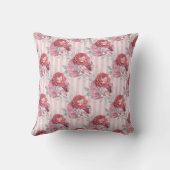 ピンクかわいらしの花ストライプの柄 クッション (裏面)