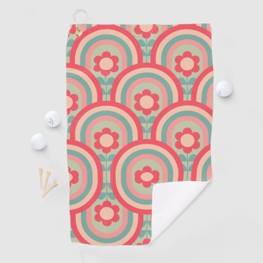 ピンクかわいらしの花デザイン女性 ゴルフタオル (インサイチュ)