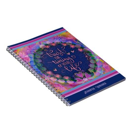 ピンクかわいらしの花ハートがタイミングを信頼 ノートブック (右側)