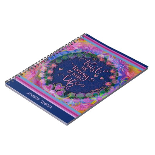 ピンクかわいらしの花ハートがタイミングを信頼 ノートブック (左側)